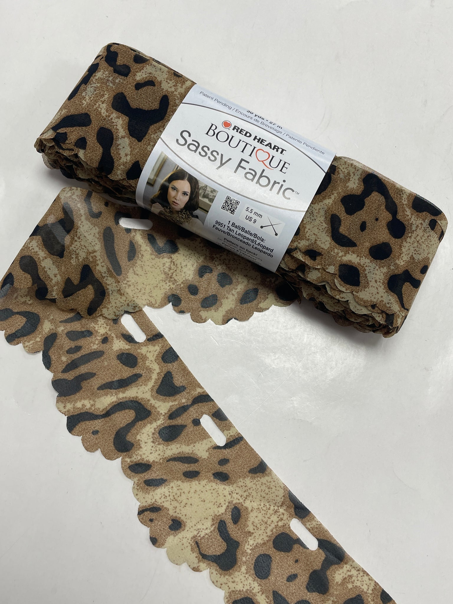 Polyester Ribbon Yarn - Tan Leopard