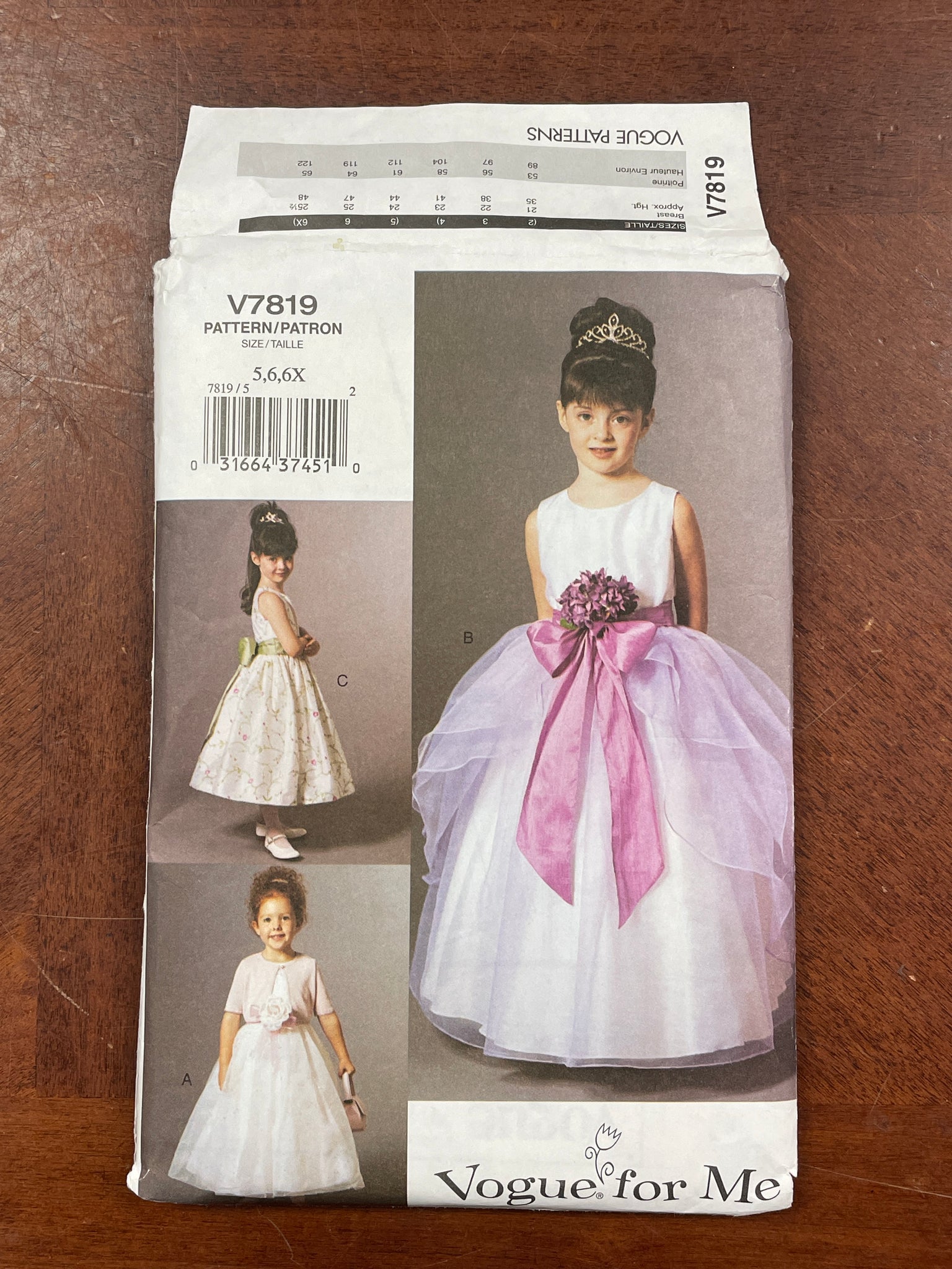 2003 Vogue 7819 Pattern - Child's Dress FACTORY FOLDED
