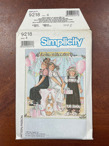1989 Simplicity 9221 Pattern - Child's Blouse and Overalls