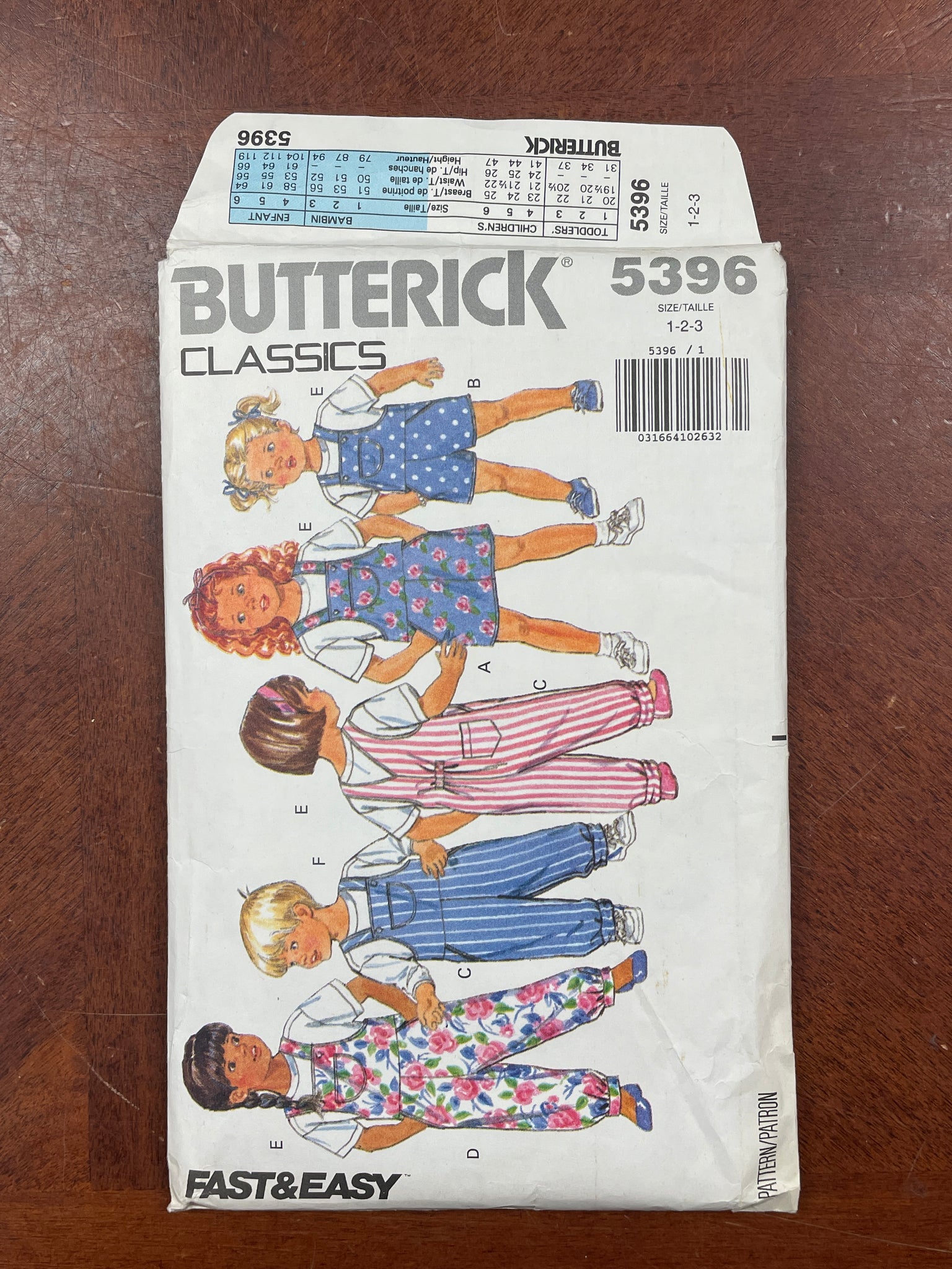 1991 Butterick 5396 Pattern - Child's Shirt and Overalls