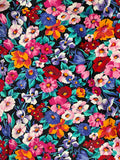 1 7/8 YD Cotton Vintage - Bright Flowers on Black