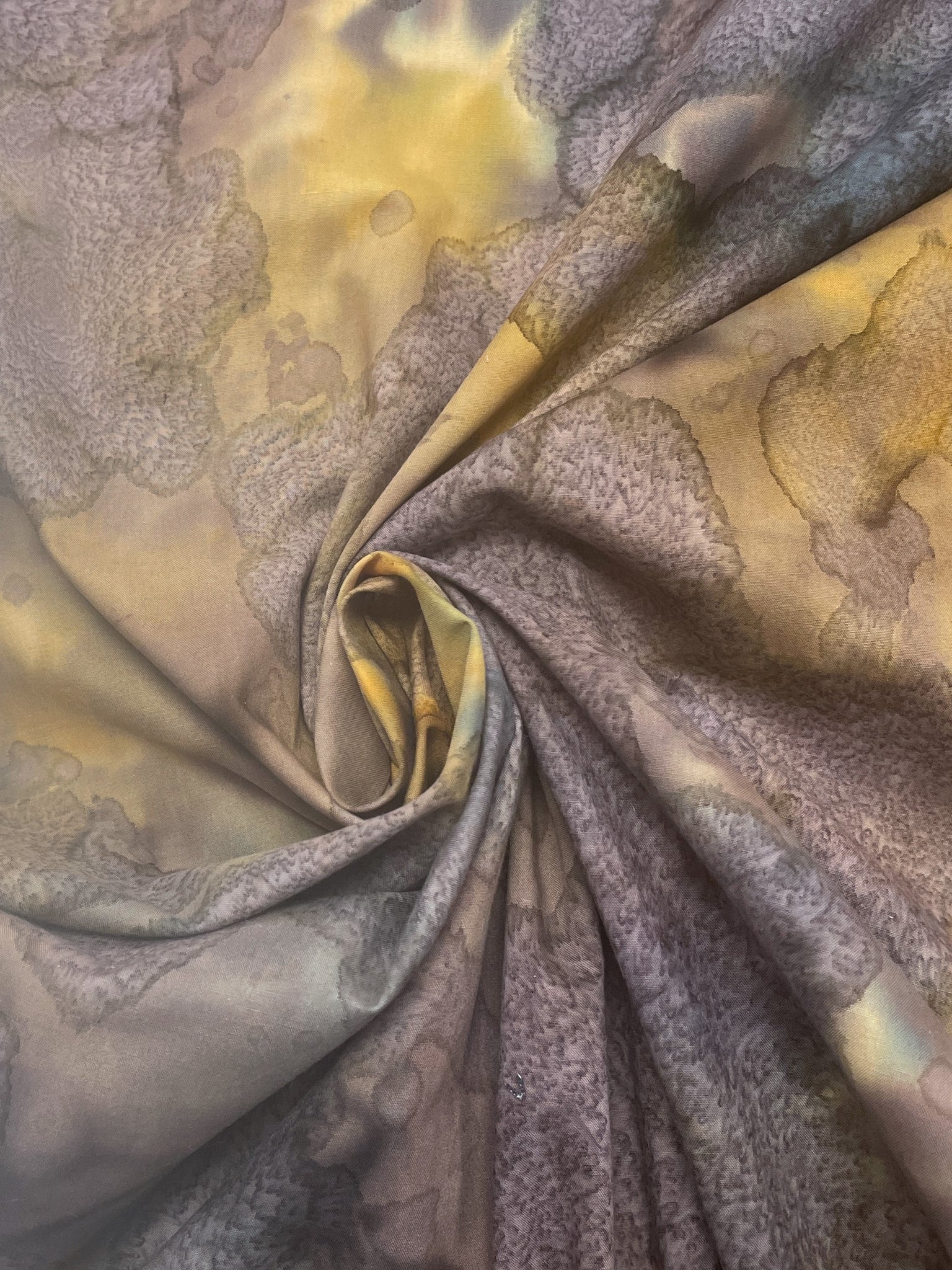 Cotton Batik Vintage - Purples, Greens and Golden Yellow