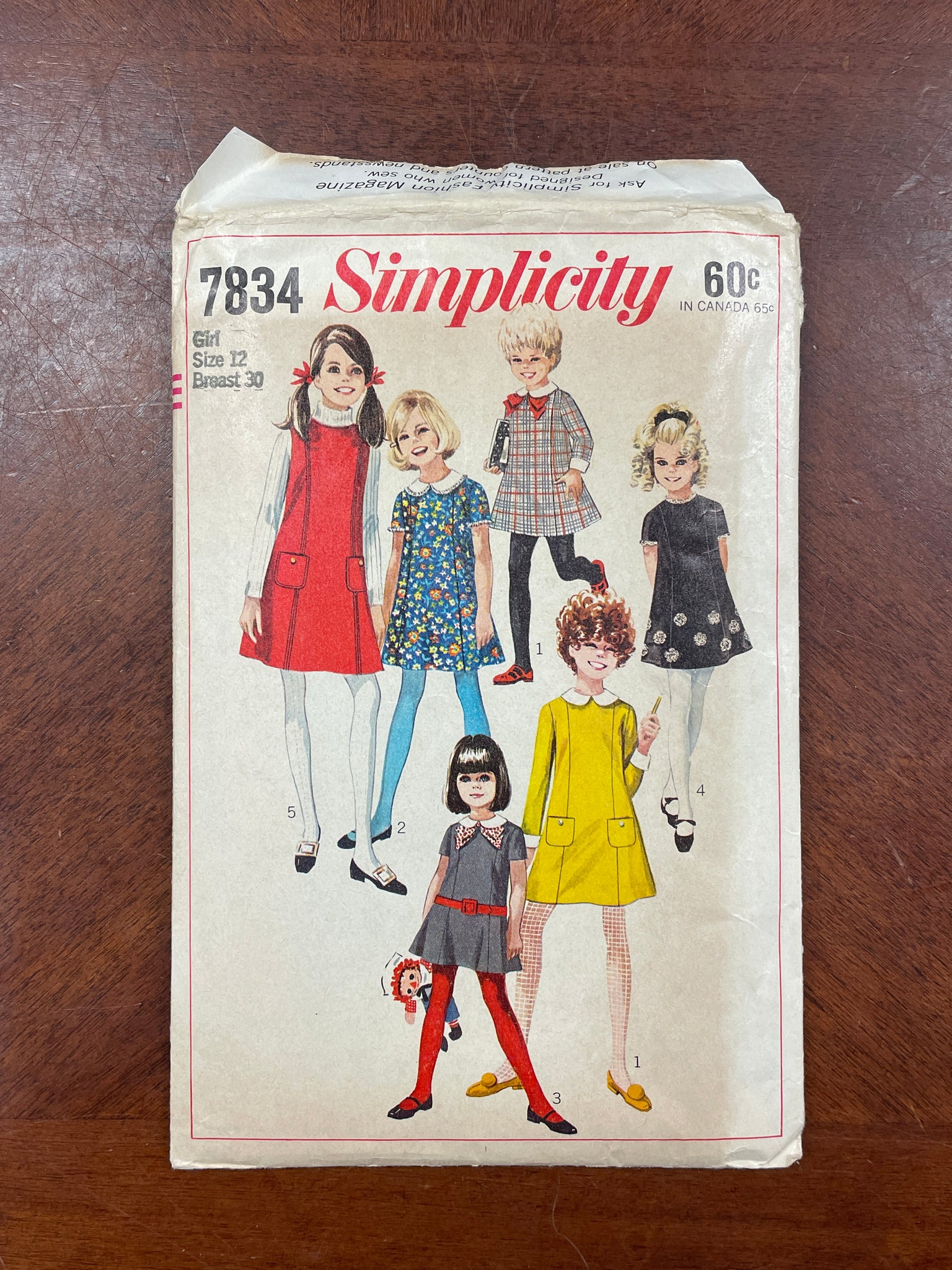1968 Simplicity 7834 Pattern - Child's Dress and Jumper