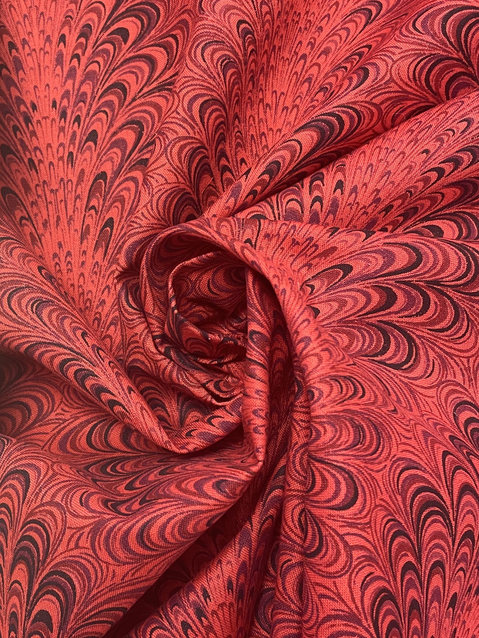 Cotton Vintage - Orange with Black and Maroon Swirls