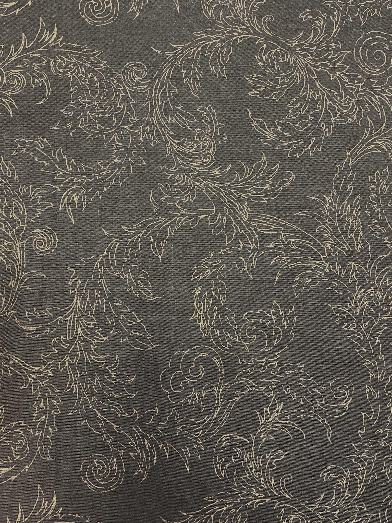 Poly/Cotton Voile Vintage - Black with Non Metallic Gold Filigree