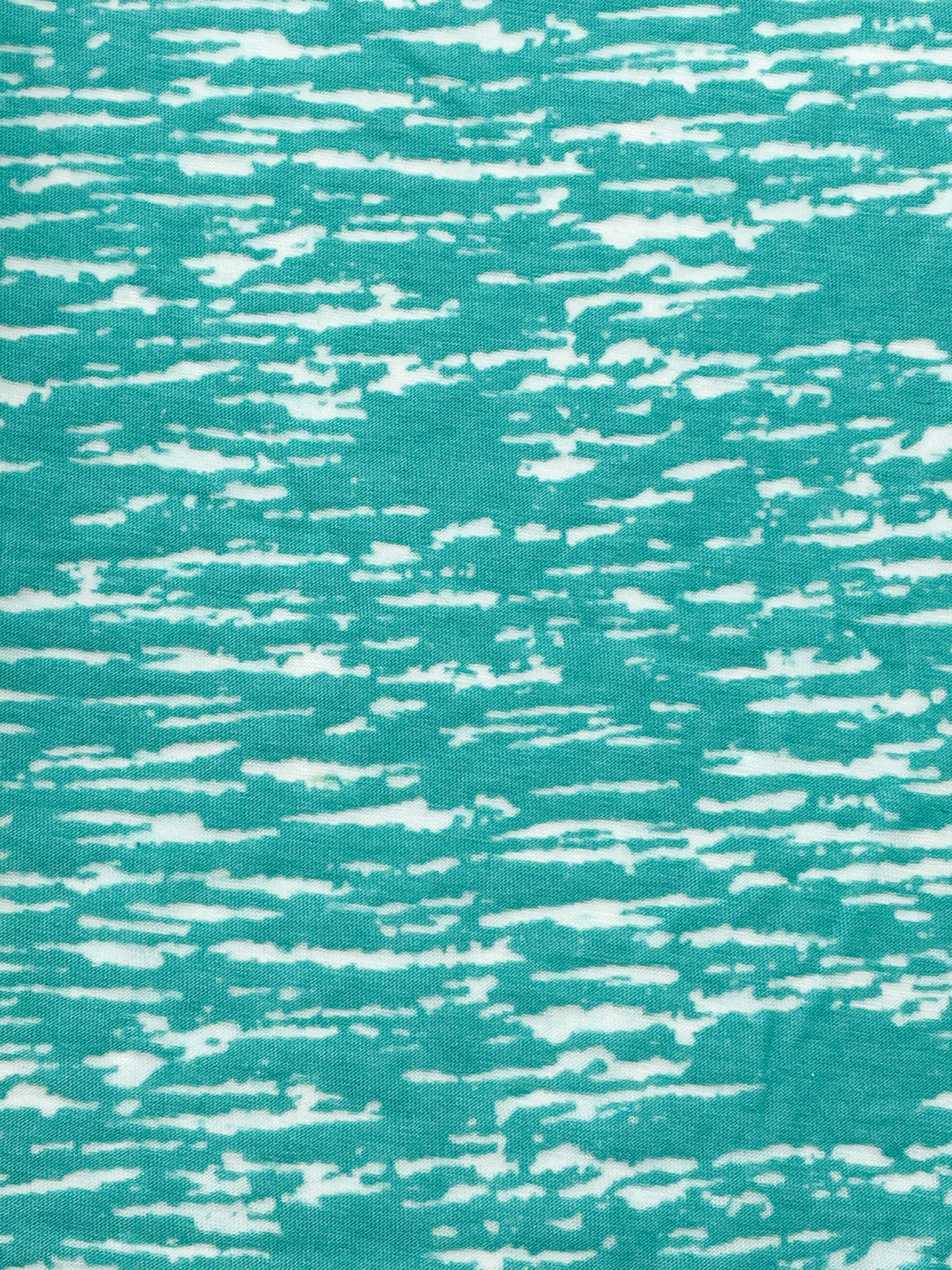 Cotton Blend Stretch Knit - Turquoise and White