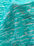 Cotton Blend Stretch Knit - Turquoise and White