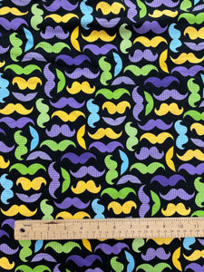 2 7/8 YD Stretch Cotton Knit- Black with Bright Mustaches
