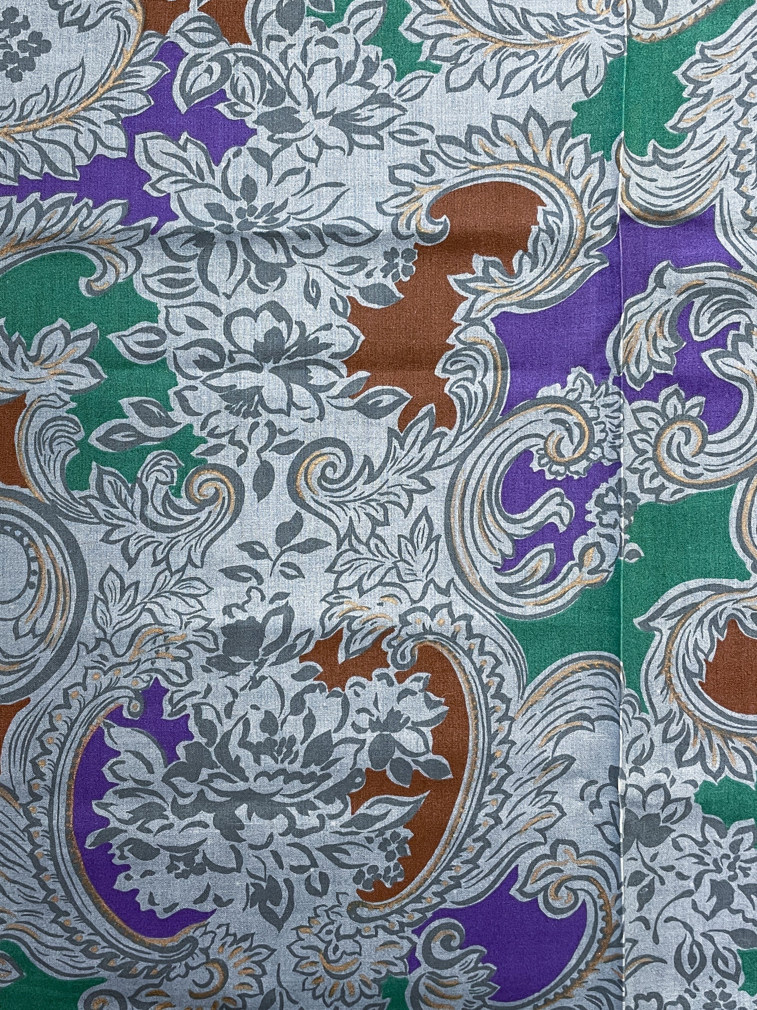 2 1/2 YD Quilting Cotton - Blue with Gray Flowers and Patches of Color