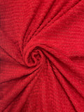 1 2/3 YD Nylon Terry Cloth Knit with Self Stripes Vintage - Cherry