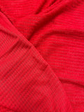 1 2/3 YD Nylon Terry Cloth Knit with Self Stripes Vintage - Cherry