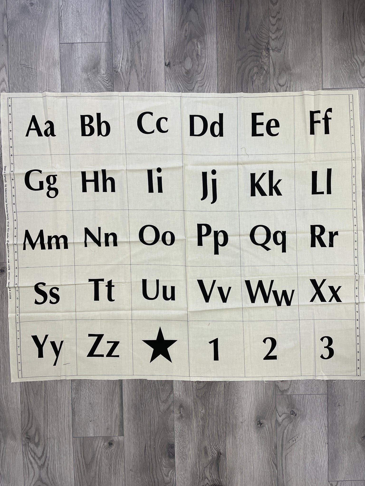 2020 Quilting Cotton Panel - Alphabet and Numbers on Ecru