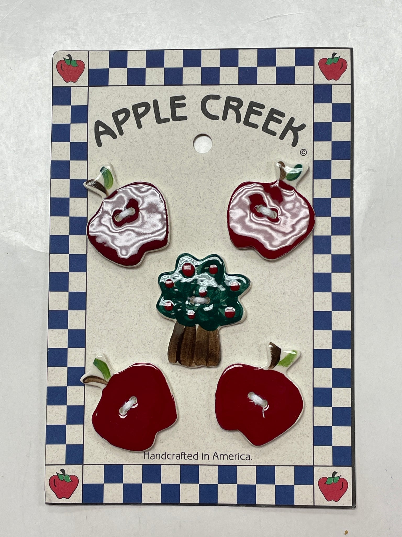 Buttons Ceramic Set of 5- Apples and Tree