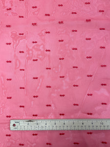 1 1/4 YD Polyester Chiffon Embroidered Remnant - Tomato Red