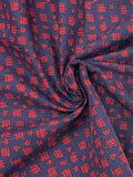 Quilting Cotton Remnant Bundle - Navy Blue with Red Hash Marks