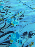 2 YD Rayon Georgette with Border - Mottled Turquoise for Flowers