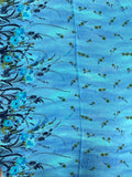 2 YD Rayon Georgette with Border - Mottled Turquoise for Flowers