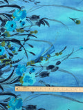 2 YD Rayon Georgette with Border - Mottled Turquoise for Flowers
