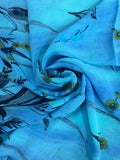 2 YD Rayon Georgette with Border - Mottled Turquoise for Flowers