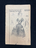 1950's Advance 9324 Sewing Pattern - Adult Dress FACTORY FOLDED