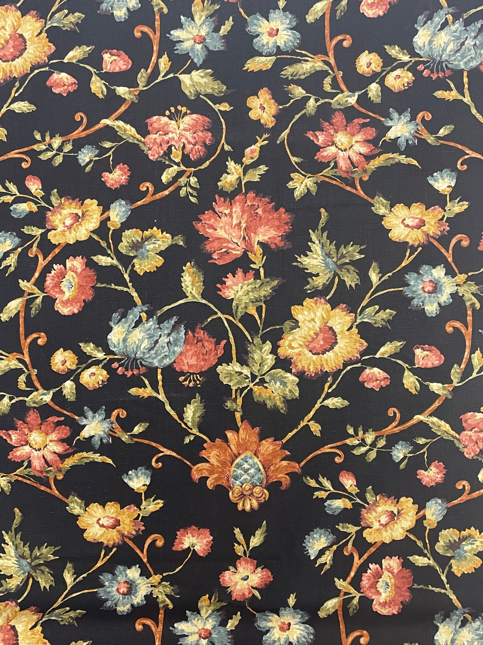 Cotton - Black with Flowers