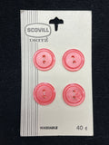 Buttons Plastic Set of 4 Vintage - Pearlescent Pink
