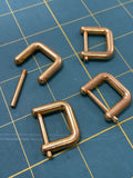 Metal D-Rings with Screw-In Pins - Gold Toned