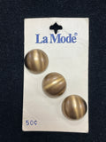Buttons Metal Set of 3 Vintage - Brushed Brass Domes