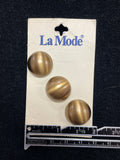 Buttons Metal Set of 3 Vintage - Brushed Brass Domes