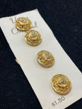Buttons Metal 11/16" or 7/8" Vintage - Brass Filigree with Lion
