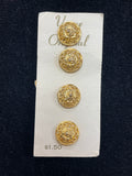 Buttons Metal 11/16" or 7/8" Vintage - Brass Filigree with Lion