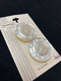 Buttons Plastic Set of 2 Vintage - Pearlescent White