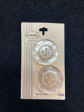 Buttons Plastic Set of 2 Vintage - Pearlescent White
