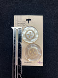 Buttons Plastic Set of 2 Vintage - Pearlescent White