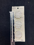 Buttons Plastic Set of 3 Vintage - Matte Pearlescent White with Shiny Edge