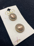 Buttons Metal Set of 2 Vintage - Brushed Brass with Smooth Center