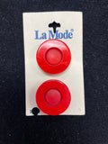 Buttons Plastic Set of 2 Vintage - Red