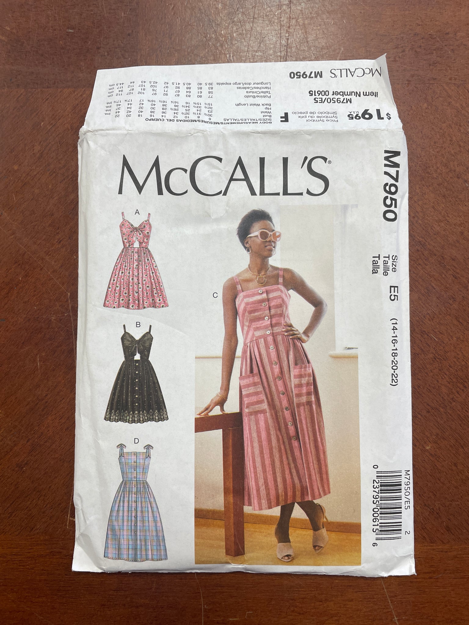 2019 McCall's 7950 Pattern - Dress FACTORY FOLDED