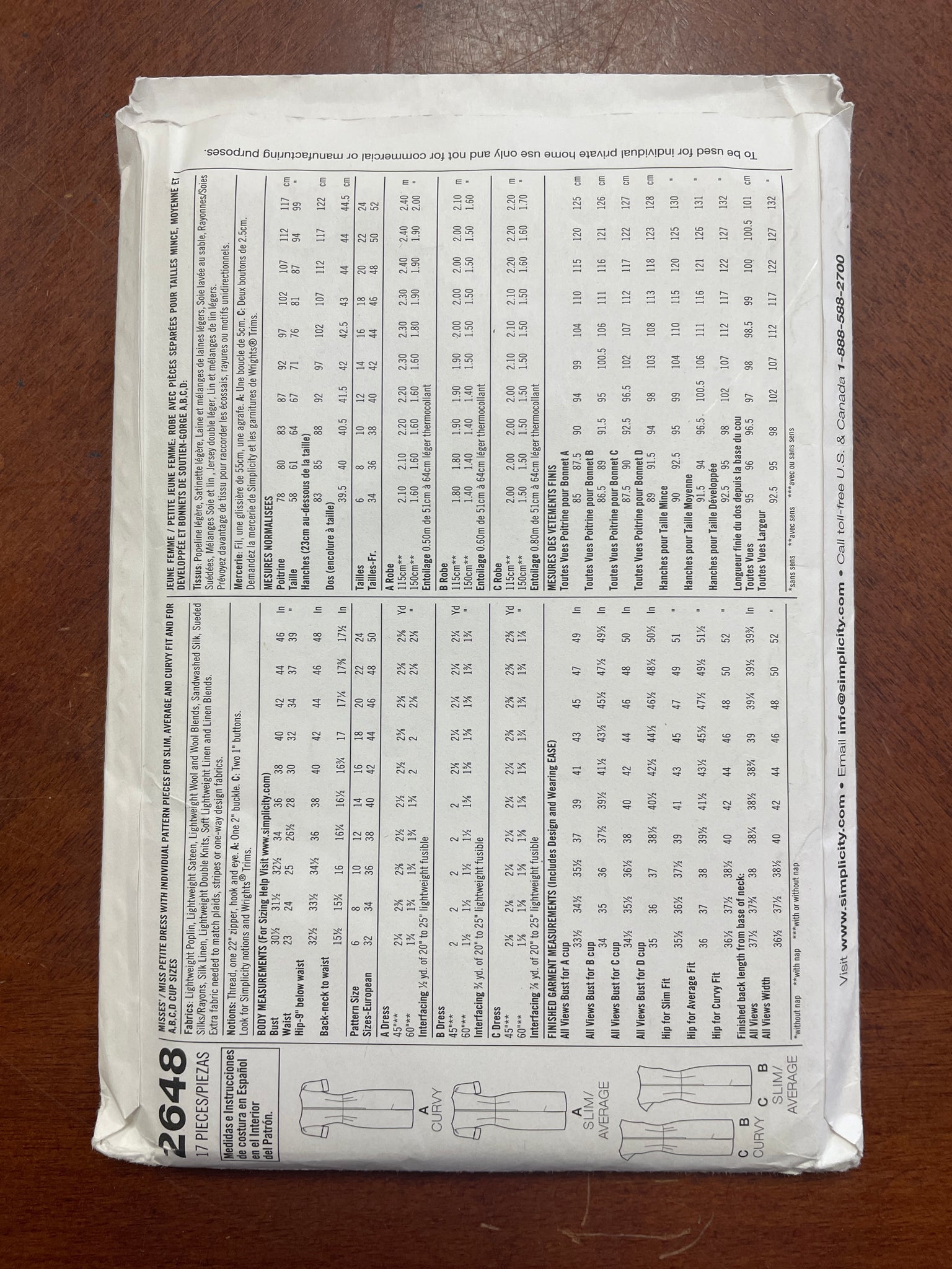 2009 Simplicity 2648 Pattern - Dress FACTORY FOLDED