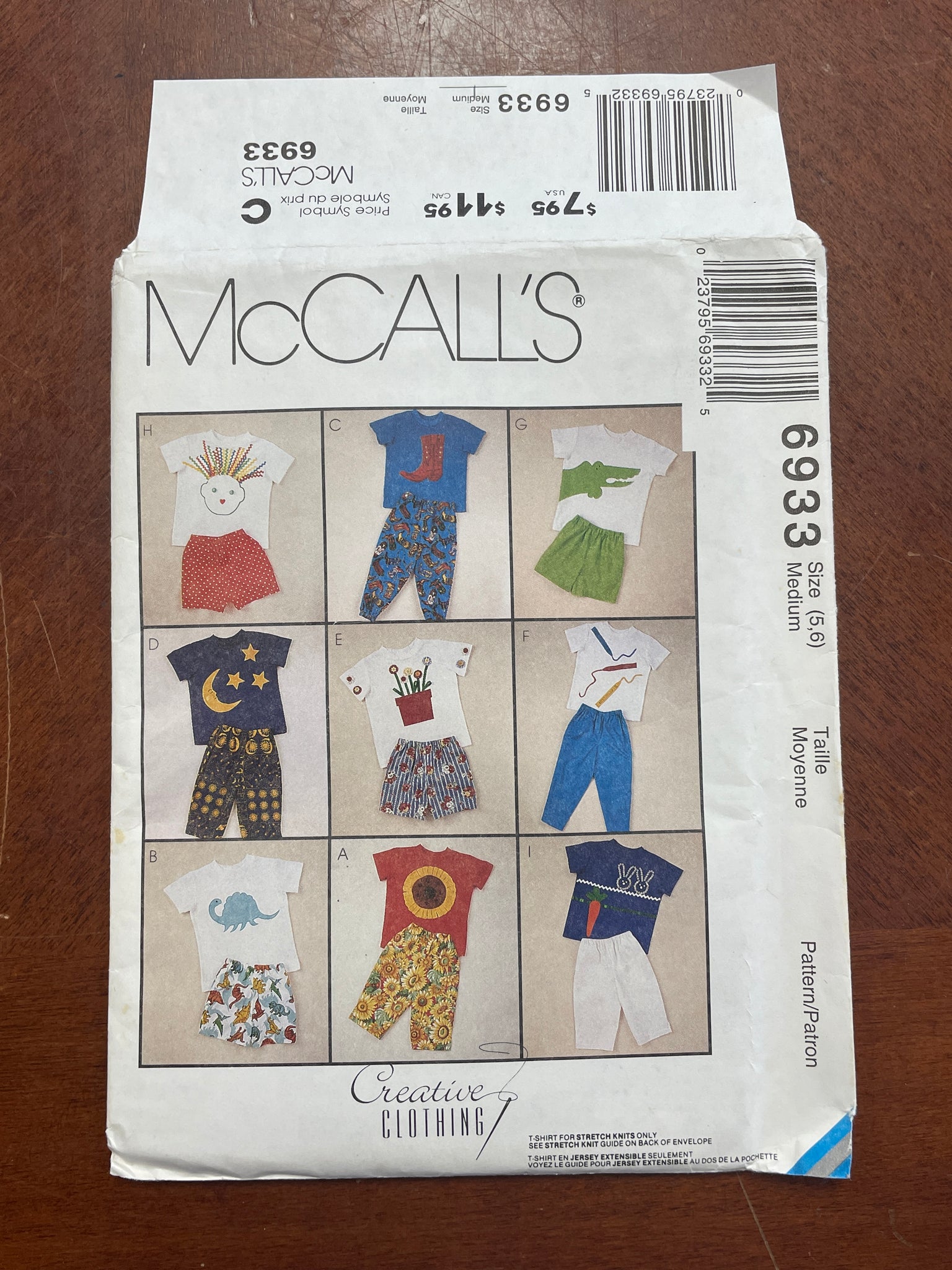 1994 McCall's 6933 Pattern - Child's Knit Tops, Pants and Shorts FACTORY FOLDED