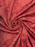 4 5/8 YD Cotton Floral Damask - Red and Orange
