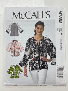 2016 McCall's 7362 Sewing Pattern - Blouse FACTORY FOLDED