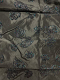 1 5/8 YD Acetate Vintage - Black with Black Flocked Flowers and Iridescent Glitter