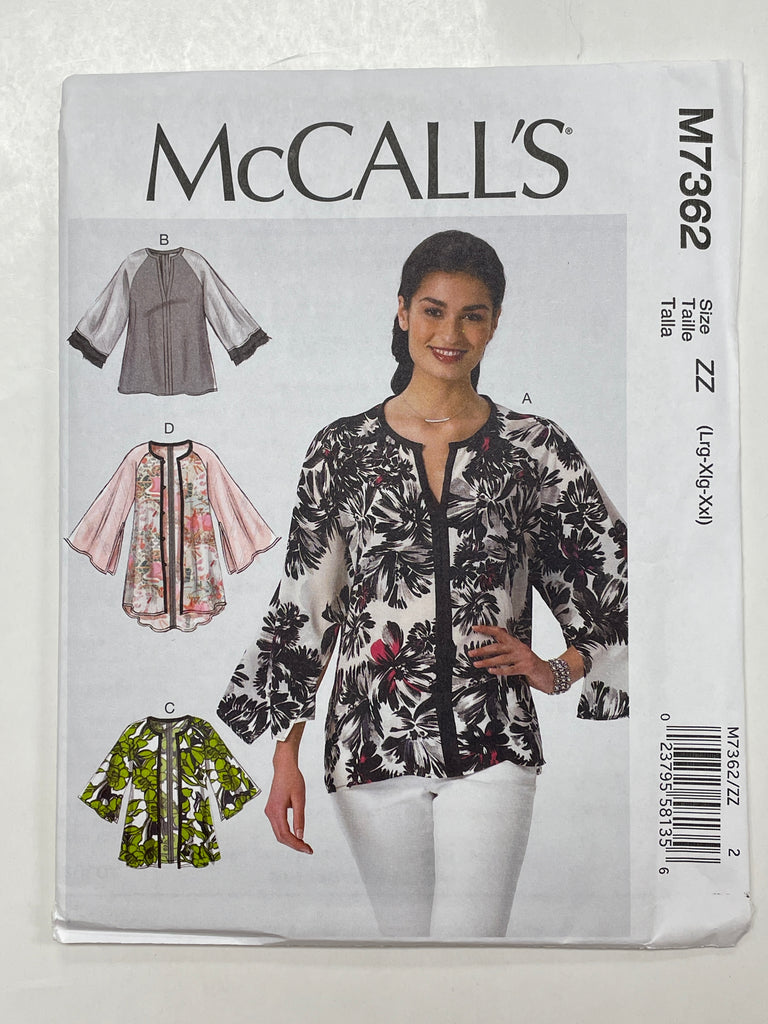 2016 McCall's 7362 Sewing Pattern - Blouse FACTORY FOLDED