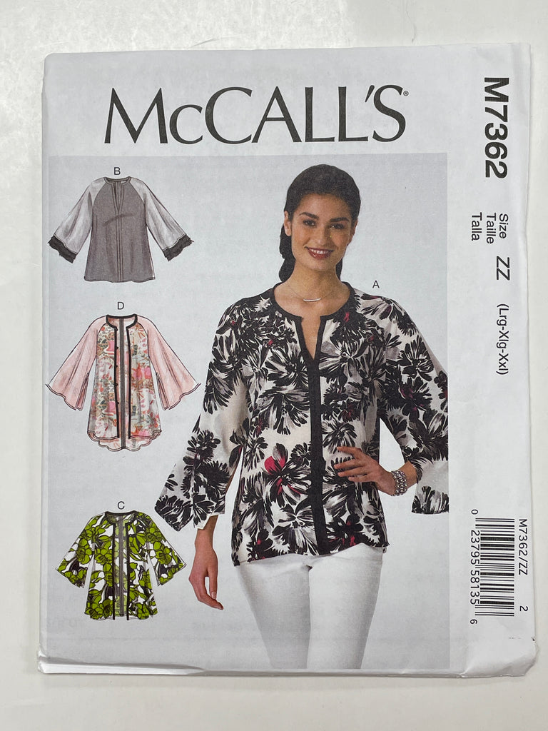 2016 Patterns SALE 2016 McCall's 7362 Sewing Pattern - Adult's Blouse FACTORY FOLDED ...