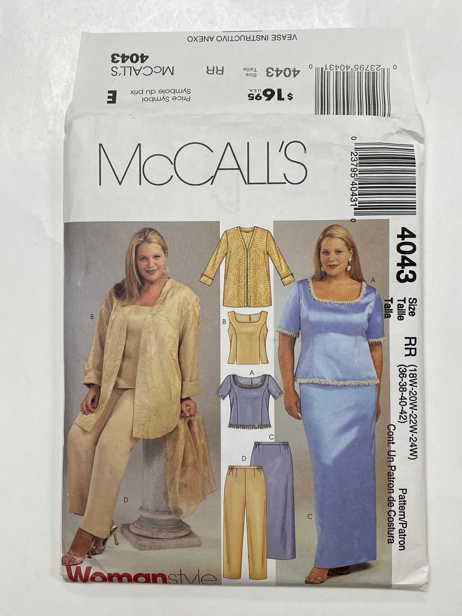 SALE 2003 McCall's 4043 Sewing Pattern - Jacket, Tops, Skirt and Pants FACTORY FOLDED
