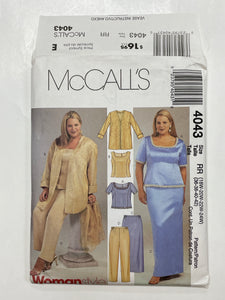 2003 McCall's 4043 Sewing Pattern - Jacket, Tops, Skirt and Pants FACTORY FOLDED
