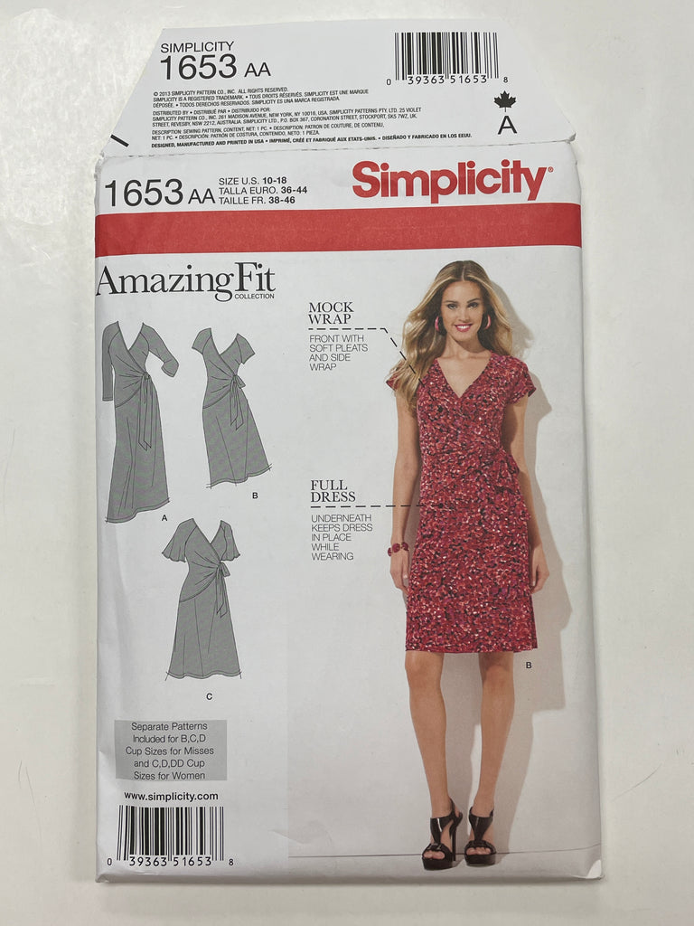 2013 Simplicity 1653 Sewing Pattern - Dress FACTORY FOLDED
