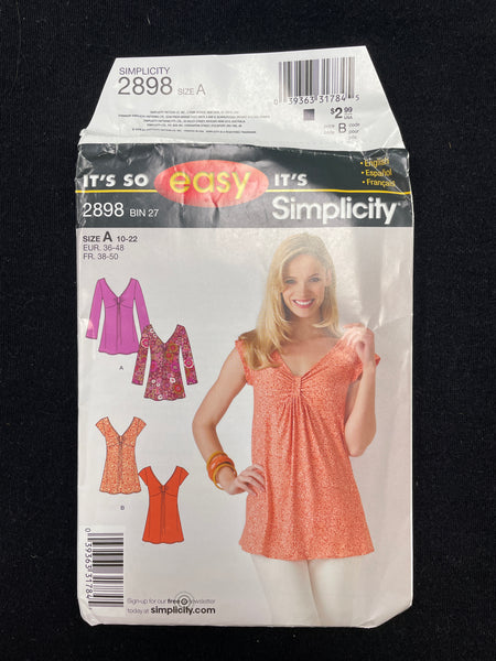 2008 Simplicity 2898 Sewing Pattern - Knit Tops FACTORY FOLDED – Lucky ...