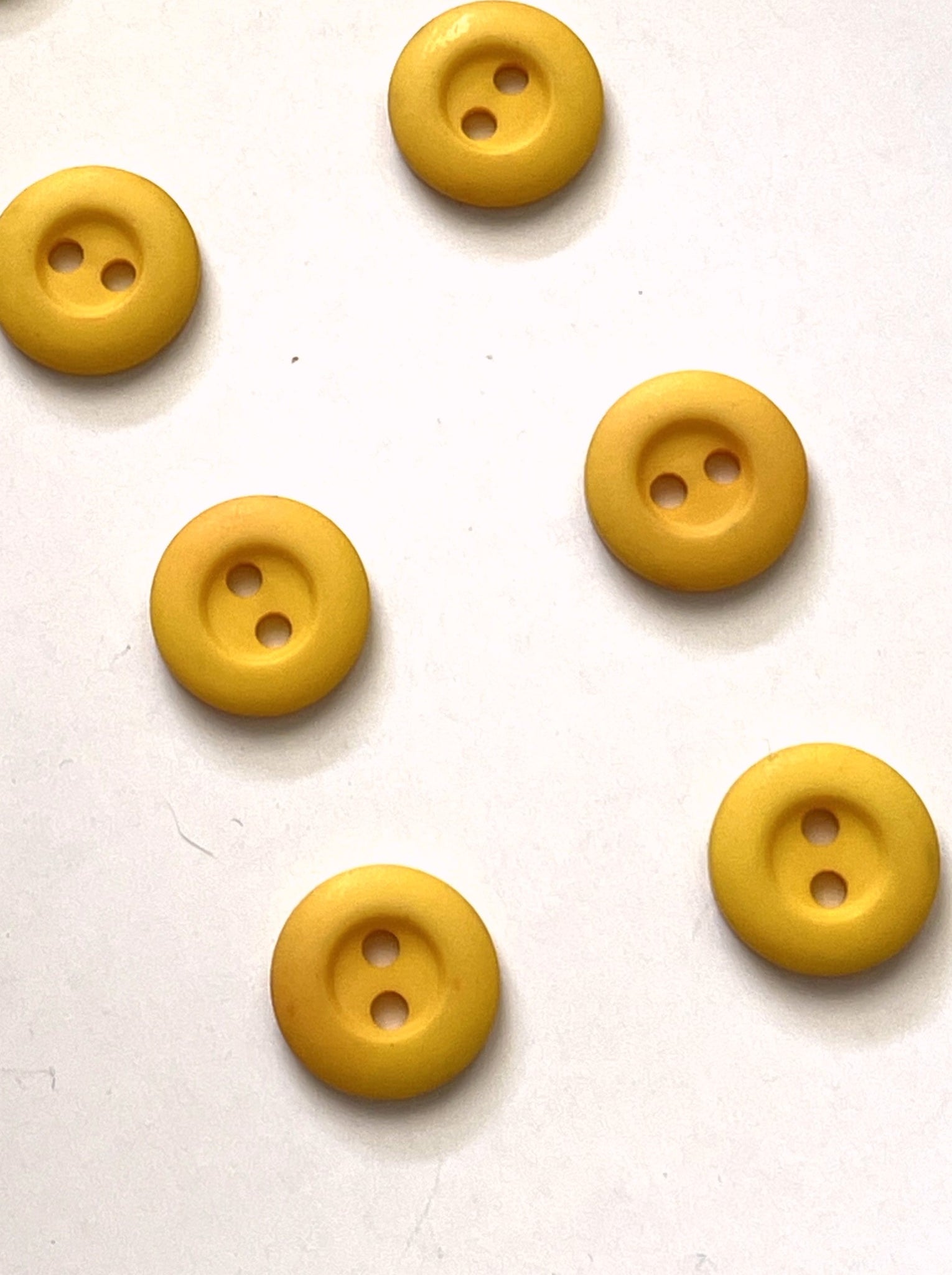 Buttons 2 Hole Plastic Set of 4 or 6 - Yellow